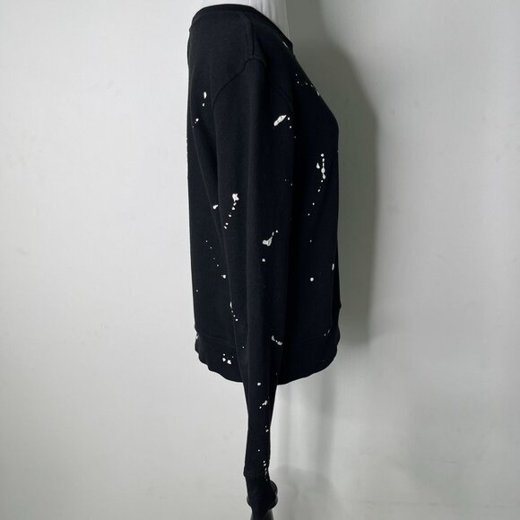 Rag & Bone Women's Black Crewneck Cotton Splatter Paint Sweatshirt Size Large - Picture 3 of 15